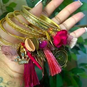 Custom Gold and Pink Bangle Set
